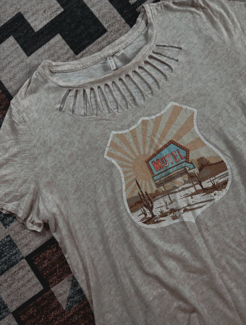 vintage sheer route 66 cut out tee
